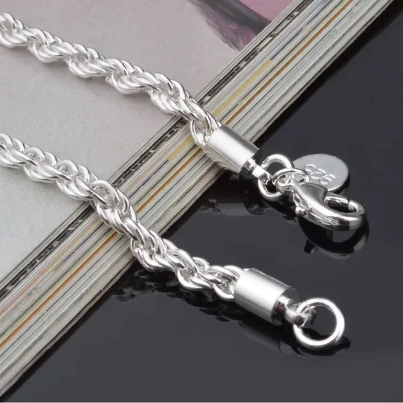 NEW TWISTED 925 STERLING SILVER BRACELET, NICE BRACELET, CUTE BRACELET - Picture 3 of 5